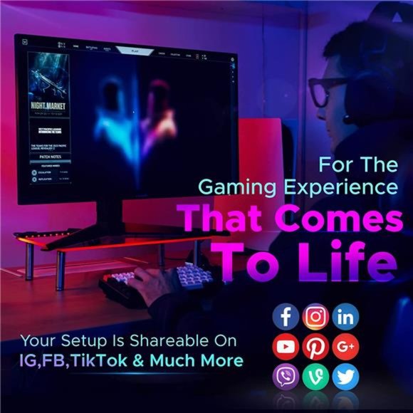 Customizable RGB Monitor Stand with 29 Light Effects - 66 Lbs Weight - Picture 3 of 6